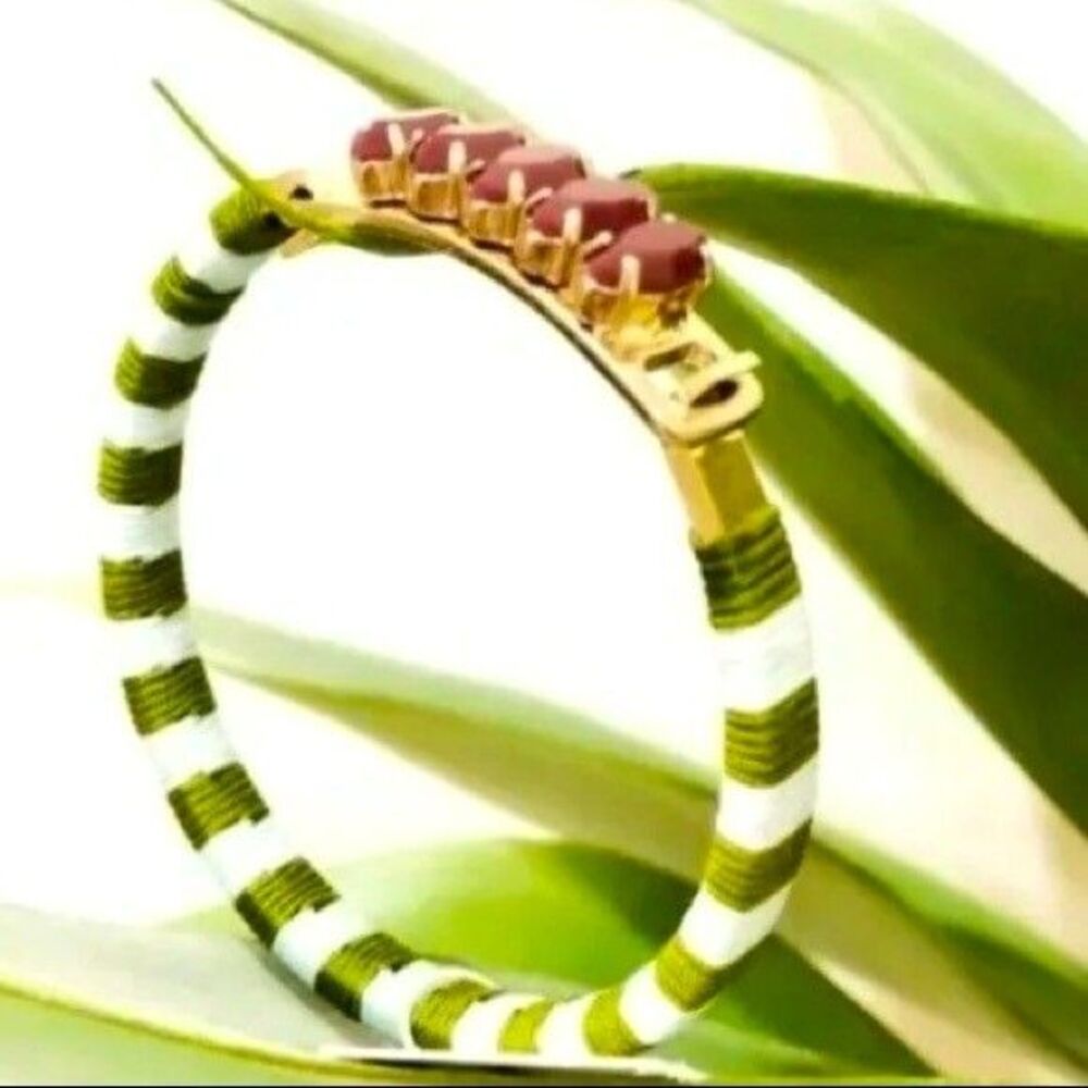 J.Crew Women's Blue Green Wrap Gold Burg Crystal Hinge Cuff Bracelet NWOT 35